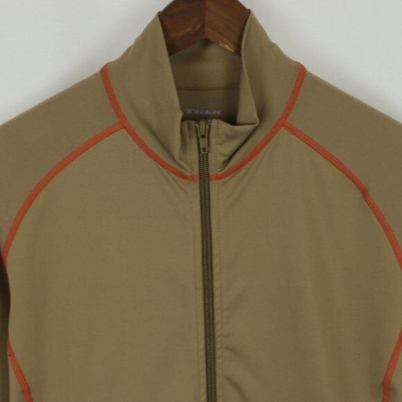 Trek Cycling Men's Large Brown Orange Poly Blend Full Zip Knit Casual Jacket - Picture 2 of 7